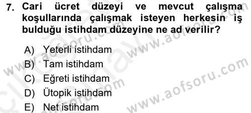 Sosyal Politika Dersi 2017 - 2018 Yılı 3 Ders Sınav Soruları 7. Soru