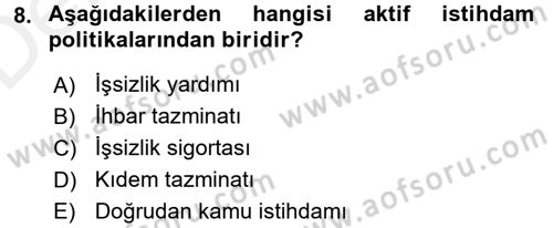 Sosyal Politika Dersi 2017 - 2018 Yılı 3 Ders Sınav Soruları 8. Soru