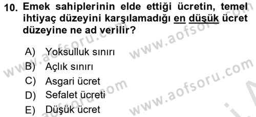 Sosyal Politika Dersi 2017 - 2018 Yılı (Vize) Ara Sınav Soruları 10. Soru