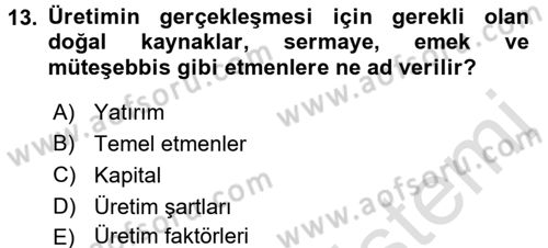 Sosyal Politika Dersi 2017 - 2018 Yılı (Vize) Ara Sınav Soruları 13. Soru