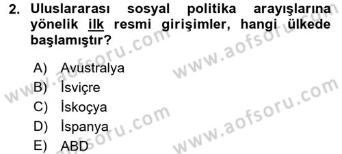 Sosyal Politika Dersi 2017 - 2018 Yılı (Vize) Ara Sınav Soruları 2. Soru
