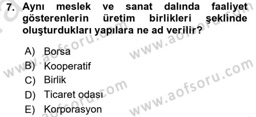 Sosyal Politika Dersi 2017 - 2018 Yılı (Vize) Ara Sınav Soruları 7. Soru