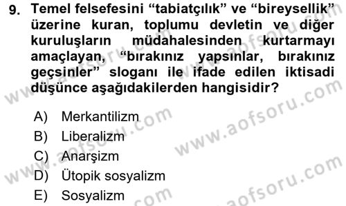 Sosyal Politika Dersi 2017 - 2018 Yılı (Vize) Ara Sınav Soruları 9. Soru
