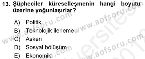 Sosyal Politika Dersi 2017 - 2018 Yılı (Final) Dönem Sonu Sınav Soruları 13. Soru