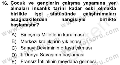 Sosyal Politika Dersi 2017 - 2018 Yılı (Final) Dönem Sonu Sınav Soruları 16. Soru