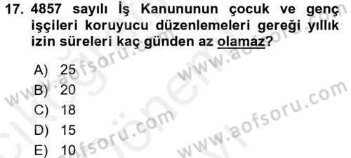 Sosyal Politika Dersi 2017 - 2018 Yılı (Final) Dönem Sonu Sınav Soruları 17. Soru