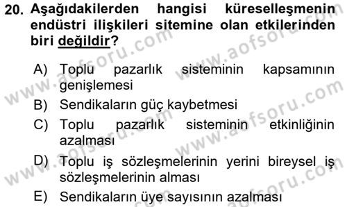 Sosyal Politika Dersi 2017 - 2018 Yılı (Final) Dönem Sonu Sınav Soruları 20. Soru