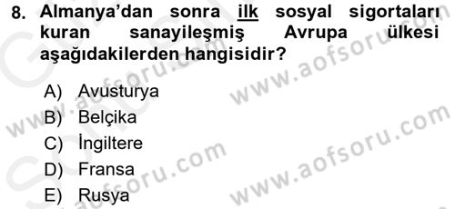 Sosyal Politika Dersi 2017 - 2018 Yılı (Final) Dönem Sonu Sınav Soruları 8. Soru