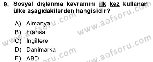 Sosyal Politika Dersi 2017 - 2018 Yılı (Final) Dönem Sonu Sınav Soruları 9. Soru