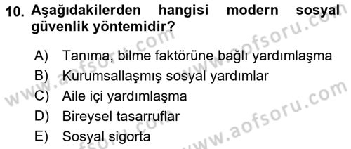 Sosyal Politika Dersi 2018 - 2019 Yılı 3 Ders Sınav Soruları 10. Soru
