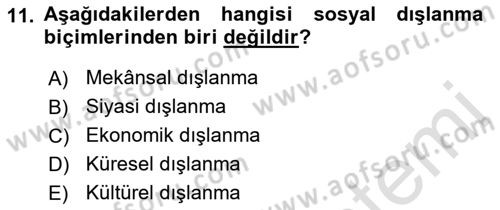 Sosyal Politika Dersi 2018 - 2019 Yılı 3 Ders Sınav Soruları 11. Soru