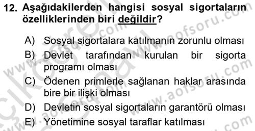 Sosyal Politika Dersi 2018 - 2019 Yılı 3 Ders Sınav Soruları 12. Soru