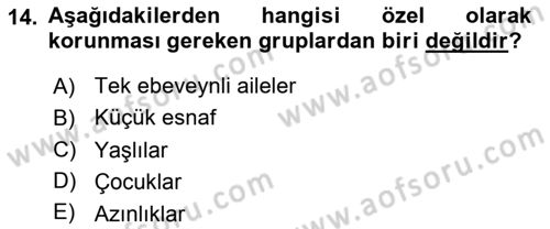 Sosyal Politika Dersi 2018 - 2019 Yılı 3 Ders Sınav Soruları 14. Soru