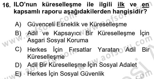 Sosyal Politika Dersi 2018 - 2019 Yılı 3 Ders Sınav Soruları 16. Soru