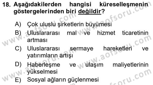 Sosyal Politika Dersi 2018 - 2019 Yılı 3 Ders Sınav Soruları 18. Soru