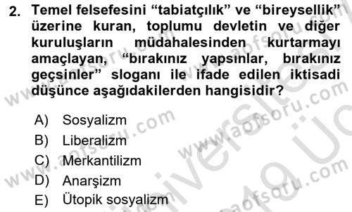 Sosyal Politika Dersi 2018 - 2019 Yılı 3 Ders Sınav Soruları 2. Soru