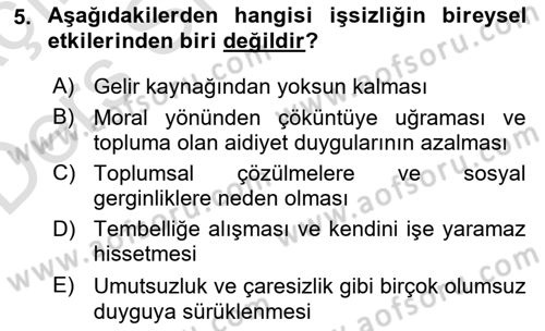 Sosyal Politika Dersi 2018 - 2019 Yılı 3 Ders Sınav Soruları 5. Soru