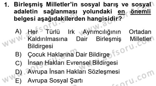 Sosyal Politika Dersi 2018 - 2019 Yılı (Vize) Ara Sınav Soruları 1. Soru