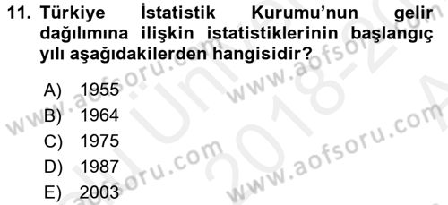 Sosyal Politika Dersi 2018 - 2019 Yılı (Vize) Ara Sınav Soruları 11. Soru