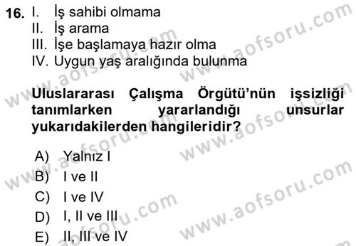 Sosyal Politika Dersi 2018 - 2019 Yılı (Vize) Ara Sınav Soruları 16. Soru