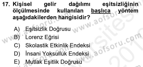 Sosyal Politika Dersi 2018 - 2019 Yılı (Vize) Ara Sınav Soruları 17. Soru