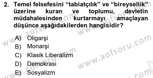 Sosyal Politika Dersi 2018 - 2019 Yılı (Vize) Ara Sınav Soruları 2. Soru