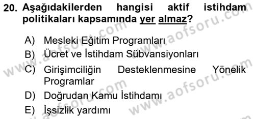 Sosyal Politika Dersi 2018 - 2019 Yılı (Vize) Ara Sınav Soruları 20. Soru