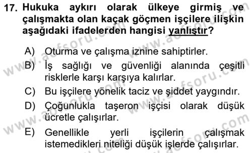 Sosyal Politika Dersi 2018 - 2019 Yılı (Final) Dönem Sonu Sınav Soruları 17. Soru