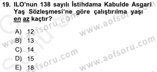 Sosyal Politika Dersi 2018 - 2019 Yılı (Final) Dönem Sonu Sınav Soruları 19. Soru