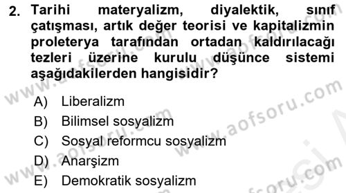 Sosyal Politika Dersi 2018 - 2019 Yılı (Final) Dönem Sonu Sınav Soruları 2. Soru