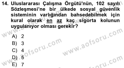 Sosyal Politika Dersi 2018 - 2019 Yılı Yaz Okulu Sınav Soruları 14. Soru
