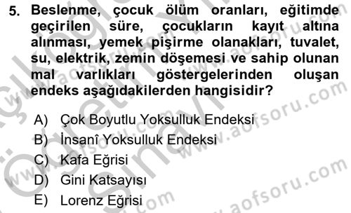 Sosyal Politika Dersi 2018 - 2019 Yılı Yaz Okulu Sınav Soruları 5. Soru