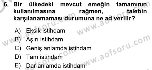 Sosyal Politika Dersi 2018 - 2019 Yılı Yaz Okulu Sınav Soruları 6. Soru