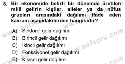 Sosyal Politika Dersi 2018 - 2019 Yılı Yaz Okulu Sınav Soruları 8. Soru