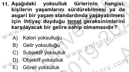 Sosyal Politika Dersi 2019 - 2020 Yılı (Vize) Ara Sınav Soruları 11. Soru