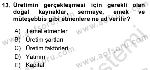 Sosyal Politika Dersi 2019 - 2020 Yılı (Vize) Ara Sınav Soruları 13. Soru