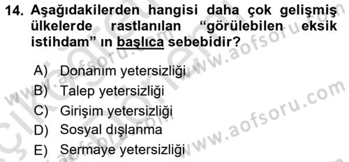 Sosyal Politika Dersi 2019 - 2020 Yılı (Vize) Ara Sınav Soruları 14. Soru