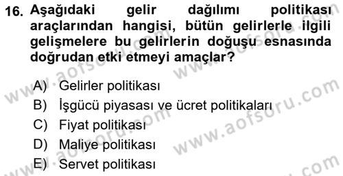 Sosyal Politika Dersi 2019 - 2020 Yılı (Vize) Ara Sınav Soruları 16. Soru