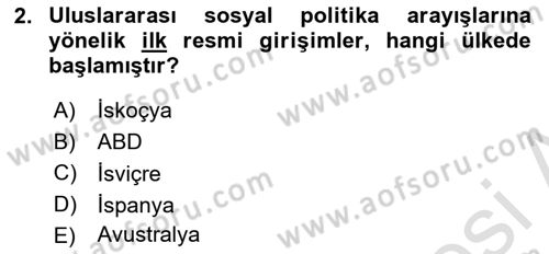 Sosyal Politika Dersi 2019 - 2020 Yılı (Vize) Ara Sınav Soruları 2. Soru