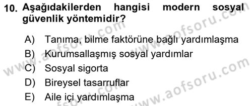 Sosyal Politika Dersi 2019 - 2020 Yılı (Final) Dönem Sonu Sınav Soruları 10. Soru