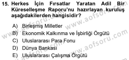 Sosyal Politika Dersi 2019 - 2020 Yılı (Final) Dönem Sonu Sınav Soruları 15. Soru