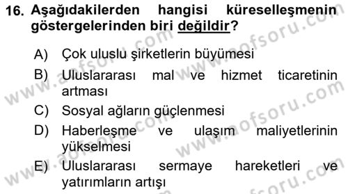 Sosyal Politika Dersi 2019 - 2020 Yılı (Final) Dönem Sonu Sınav Soruları 16. Soru