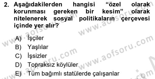 Sosyal Politika Dersi 2019 - 2020 Yılı (Final) Dönem Sonu Sınav Soruları 2. Soru