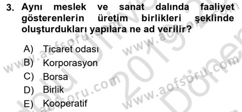 Sosyal Politika Dersi 2019 - 2020 Yılı (Final) Dönem Sonu Sınav Soruları 3. Soru