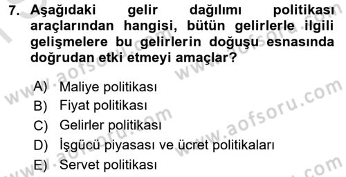Sosyal Politika Dersi 2019 - 2020 Yılı (Final) Dönem Sonu Sınav Soruları 7. Soru