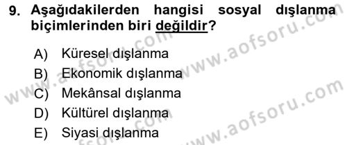 Sosyal Politika Dersi 2019 - 2020 Yılı (Final) Dönem Sonu Sınav Soruları 9. Soru