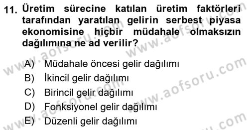 Sosyal Politika Dersi 2020 - 2021 Yılı Yaz Okulu Sınav Soruları 11. Soru