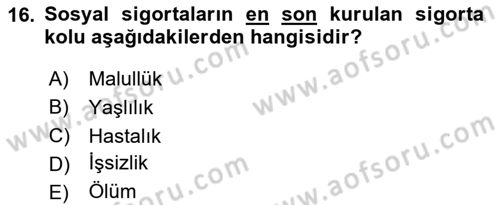 Sosyal Politika Dersi 2020 - 2021 Yılı Yaz Okulu Sınav Soruları 16. Soru
