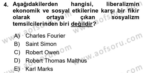 Sosyal Politika Dersi 2020 - 2021 Yılı Yaz Okulu Sınav Soruları 4. Soru