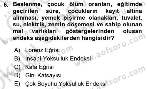 Sosyal Politika Dersi 2020 - 2021 Yılı Yaz Okulu Sınav Soruları 6. Soru
